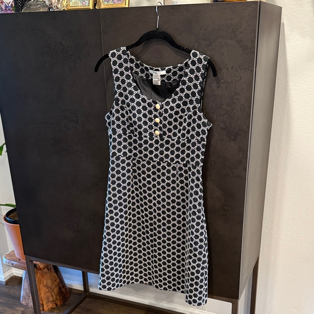 Vertigo Paris Black and White Geometric Mini Dress